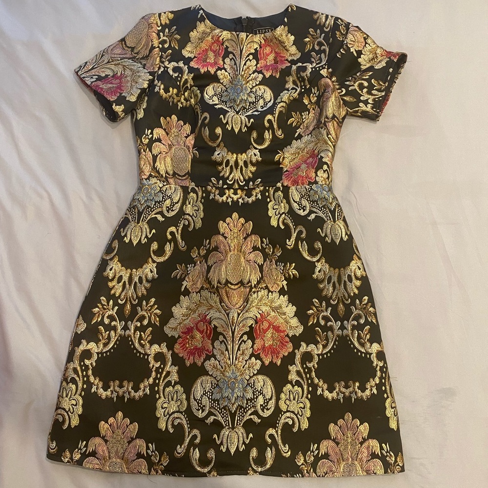 Lipsy London dress in brocade lace print